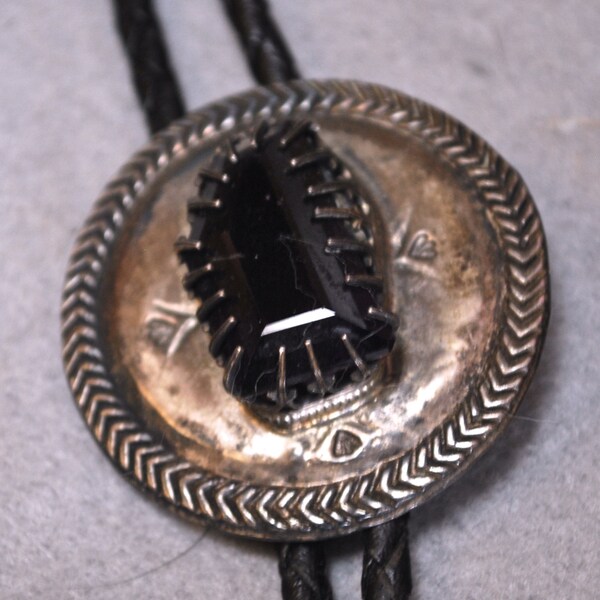 Sterling silver and large dark Amethyst Bolo tie