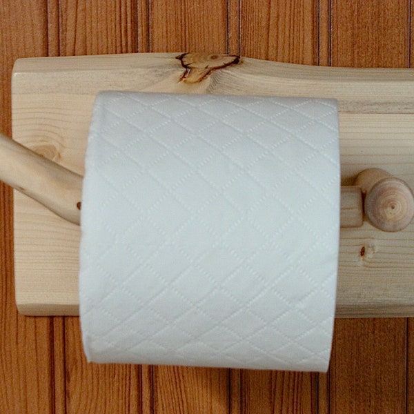 Rustic Wood Toilet Paper Holder (open arm)