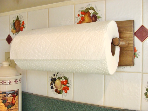 Paper towel hold/ wall or under cabinet wood golden oak