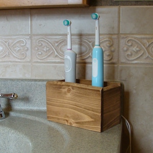 Rustic Spruce Electric Toothbrush Holder--for 2 Large Electric Toothbrushes