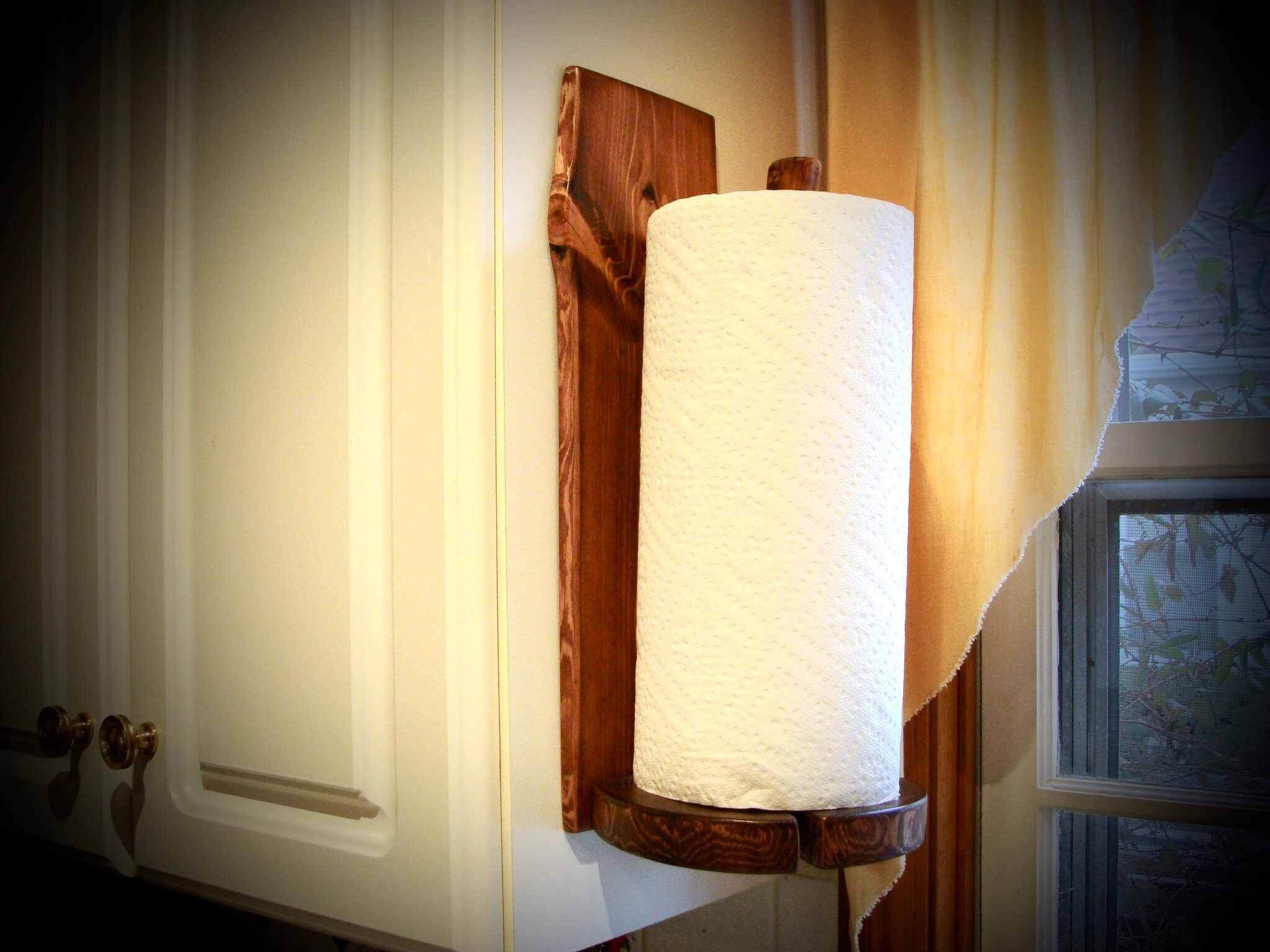 Rustic Vertical Wallmounted Paper Towel Holder with Log Slice Etsy