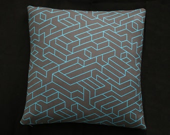 Modern Accent Pillow Cover - 100% Wool - Victor Vasarely/Escher inspired 17" x 17" COVER only