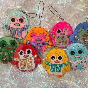 Penguin Ornaments - Penguino Ornaments - One of Each - Oye Moye Originals - handmade & hand-painted - Colorful,  Pastel, FUN!