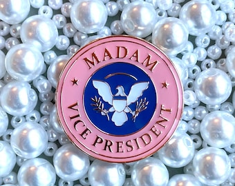 SALE Kamala Harris Madam Vice President Pin / Biden Harris 2020 / rose gold MVP enamel pin / feminist pin