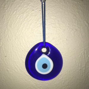 Evil Eye Charm Blue Wall Hanging 3 inches 7.5 cm Home Protector Glass Beads Beautiful evil eye home decor Made in Turkey image 5