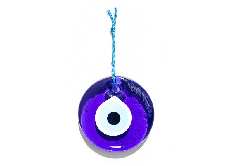 Evil Eye Charm Blue Wall Hanging 3 inches 7.5 cm Home Protector Glass Beads Beautiful evil eye home decor Made in Turkey image 1