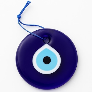 Evil Eye Charm Blue Wall Hanging 5 inches very Large Home Protector Glass Beads Beautiful evil eye home decor Made in Turkey