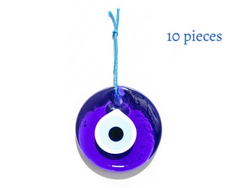 Evil Eye Charm Blue Wall Hanging 3 inches "7.5 cm"  10 pieces lot Home Protector Glass Beads Beautiful evil eye home decor Made in Turkey