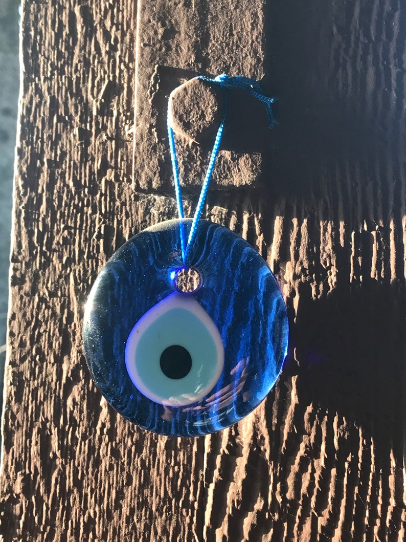 Evil Eye Charm Blue Wall Hanging 3 inches 7.5 cm Home Protector Glass Beads Beautiful evil eye home decor Made in Turkey image 7