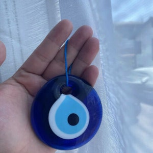 Evil Eye Charm Blue Wall Hanging 3 inches 7.5 cm Home Protector Glass Beads Beautiful evil eye home decor Made in Turkey image 2
