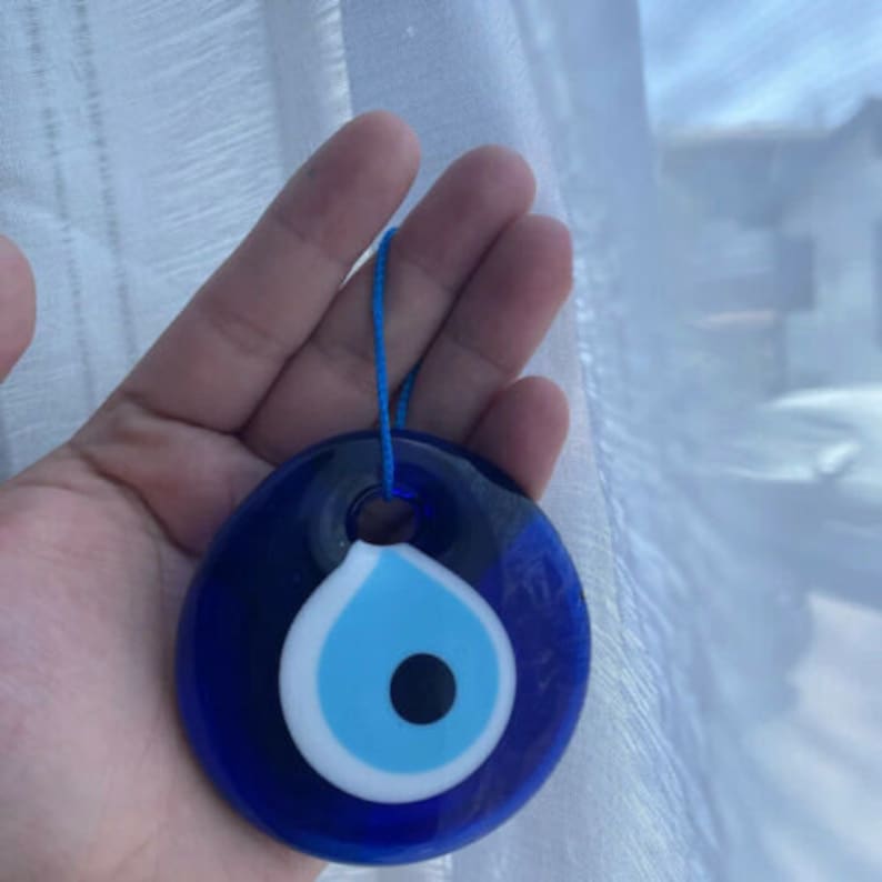 Evil Eye Charm Blue Wall Hanging 3 inches 7.5 cm Home Protector Glass Beads Beautiful evil eye home decor Made in Turkey image 2