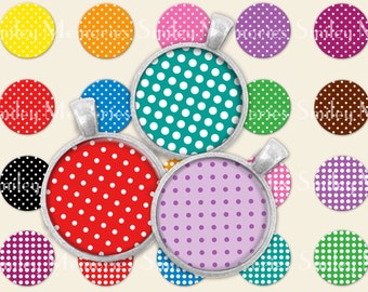 Polka Dots Circle images 1x1 inch Digital Collage Sheet, Printable Downloads for Pendants, Magnets, Paper goods, Jewelry, Junk Journal