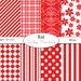 Red and White Digital Paper Pack 12" X 12" for Card Design, Invitations ...