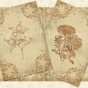 Digital Collage Sheet, Antique Flowers Collage, Vintage Graphics, Gift Tags, Aceo Cards, Jewelry Holders, Ephemera Cards, Instant Download