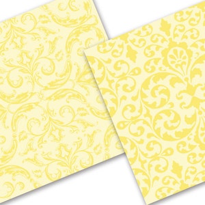 Damask Pastel Yellow Digital Paper Pack 12 x 12 Commercial Use, Instant Download, Scrapbook papers, Digital Background, Invitation image 4