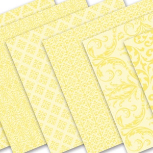 Damask Pastel Yellow Digital Paper Pack 12 x 12 Commercial Use, Instant Download, Scrapbook papers, Digital Background, Invitation image 2