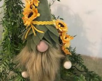 Handmade Sunflower Gnome, Summer Farmhouse Decor, Woodland Charm, Gift