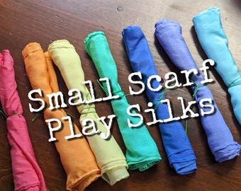 Small Scarf Single Play Silk. Waldorf-Inspired Playsilks. Hand Kite, Natural Toy, Open-Ended Play, Dress Up, Dance, Montessori. Choose Color
