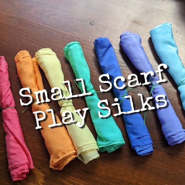 Small Scarf Single Play Silk. Waldorf-Inspired Playsilks. Hand Kite, Natural Toy, Open-Ended Play, Dress Up, Dance, Montessori. Choose Color