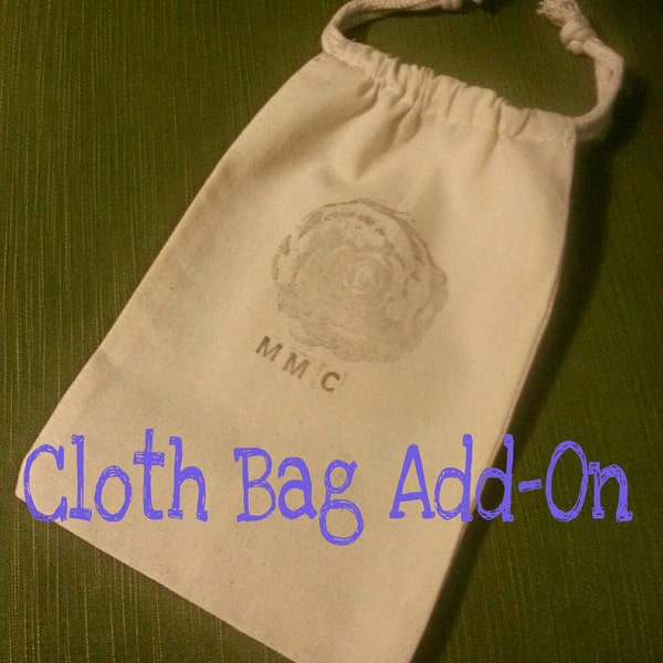 Personalized! Cloth Bag, Cotton Drawstring Pouch, Add On, Hand Stamped.  Perfect Addition to Any Natural Toy or Play Silk Order.