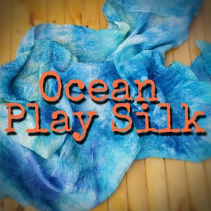 Ocean Playsilk. Waldorf-Inspired Dyed Play Silk. Natural Toy Open Ended Play, Dress Up. Waldorf, Montessori. Blue Turquoise Aqua Tie Dye