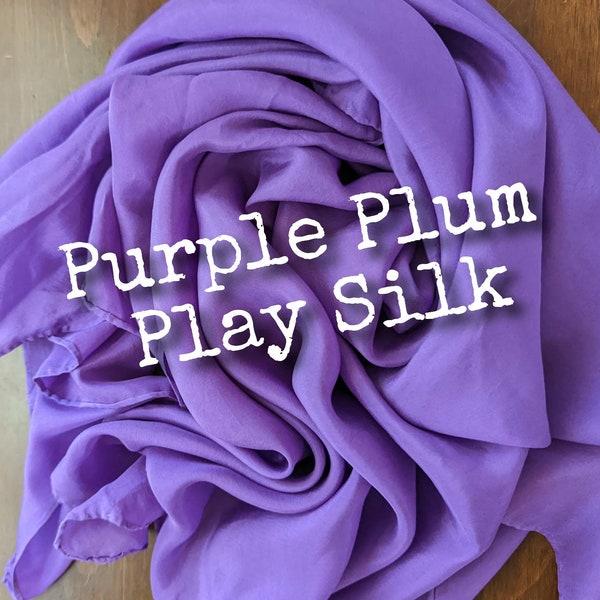 Purple Plum Playsilk. Waldorf-Inspired Hand Dyed Play Silk. Natural Toy, Open-Ended Play, Dress Up, Dance, Montessori. Choose In Stock Sizes