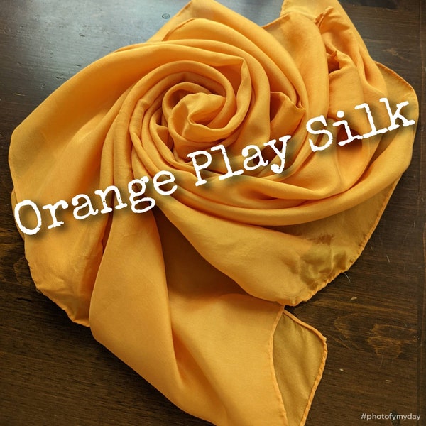 Orange Playsilk. Waldorf-Inspired Hand Dyed Play Silk. Natural Toy, Open-Ended Play, Dress Up, Dance, Montessori. Choose from In Stock Sizes