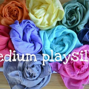 Playsilks, Waldorf Inspired Single Medium Play Silk, 21 x 21. Open Ended, Dress Up, Dance, Scenery, Montessori- Choose From All Colors