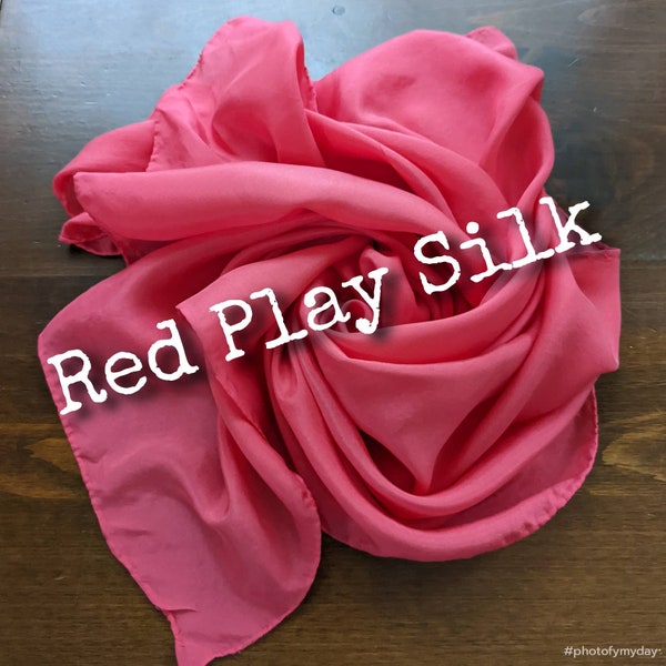 Red Playsilk. Waldorf-Inspired Hand Dyed Play Silk. Natural Toy, Open-Ended Play, Dress Up, Dance, Montessori. Choose from In Stock Sizes