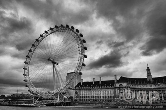 London Eye en blanco y negro | Etsy