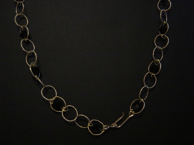 Genuine Coral Freshwater Pearls and Jet Crystals on Gold Filled Chain Necklace Matching Earrings