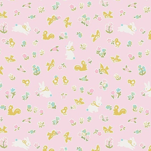 Bunny Friends PINK Sparkle, Milk & Honey par Elea Lutz pour Riley Blake Designs - Vendu par la demi-cour - BTHY