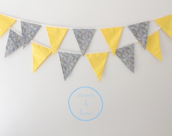 Yellow Easter Bunting, Fabric Banners, Baby Shower, Wedding prop, Pennants, Party Flags - 12.9 feet (Ready to Ship)