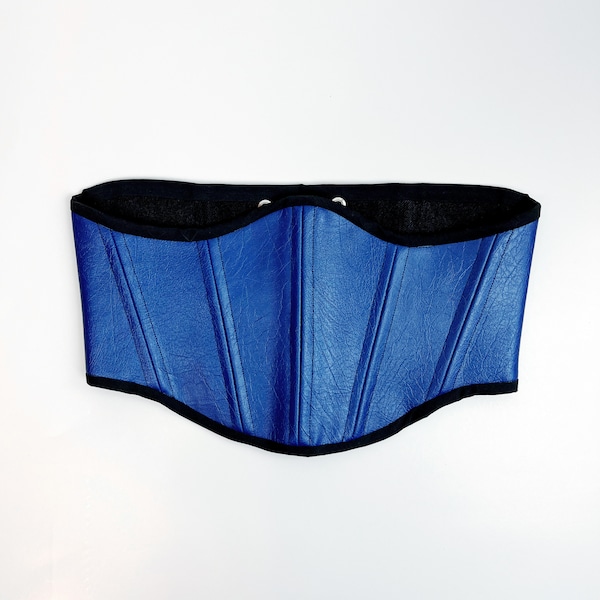 Ceinture corset en cuir bleu | Taille M