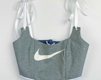 Reworked Nike Corset Top | Upcycled Cotton Tank, Size 4
