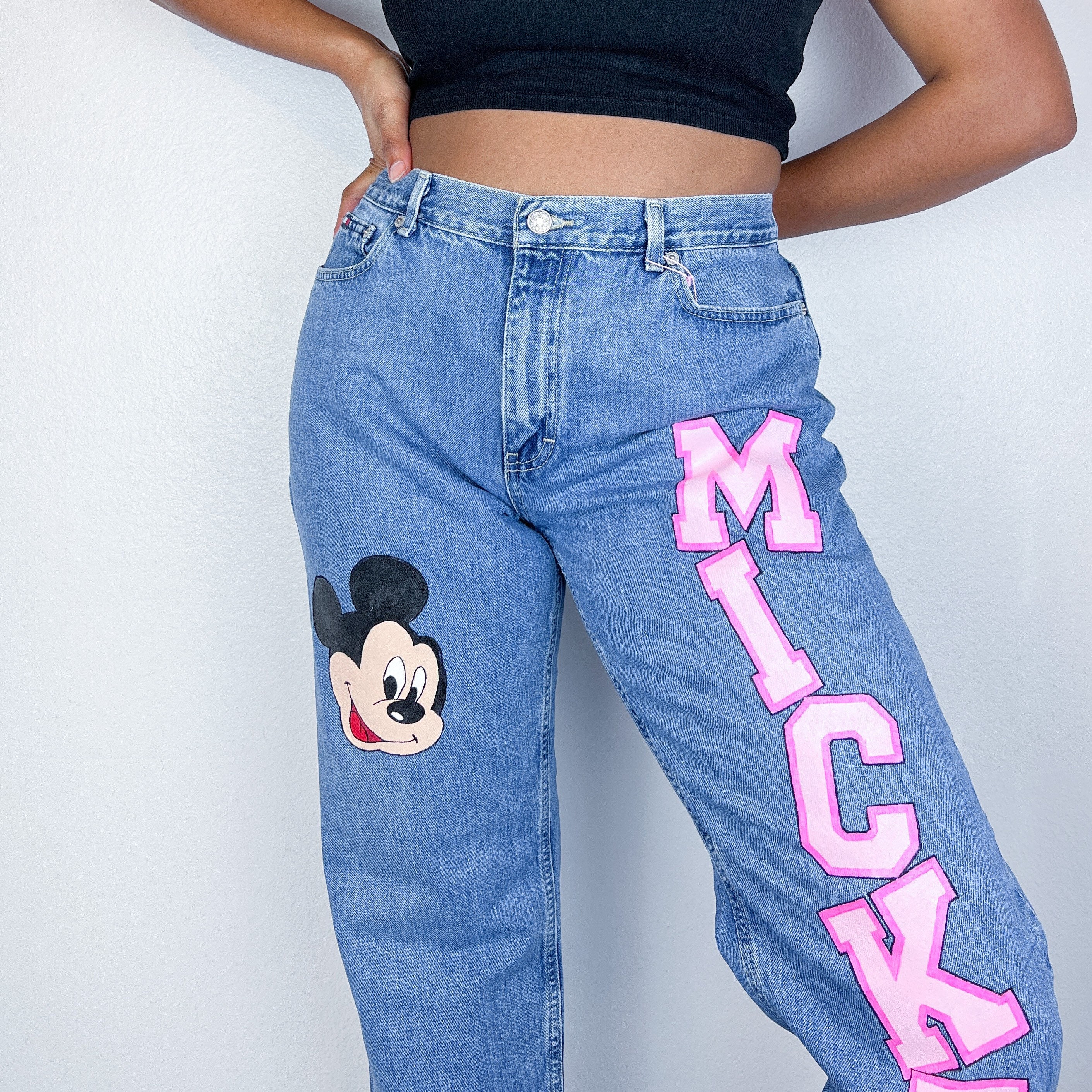 Mickey Painted Jeans Waist: 35 Disney 