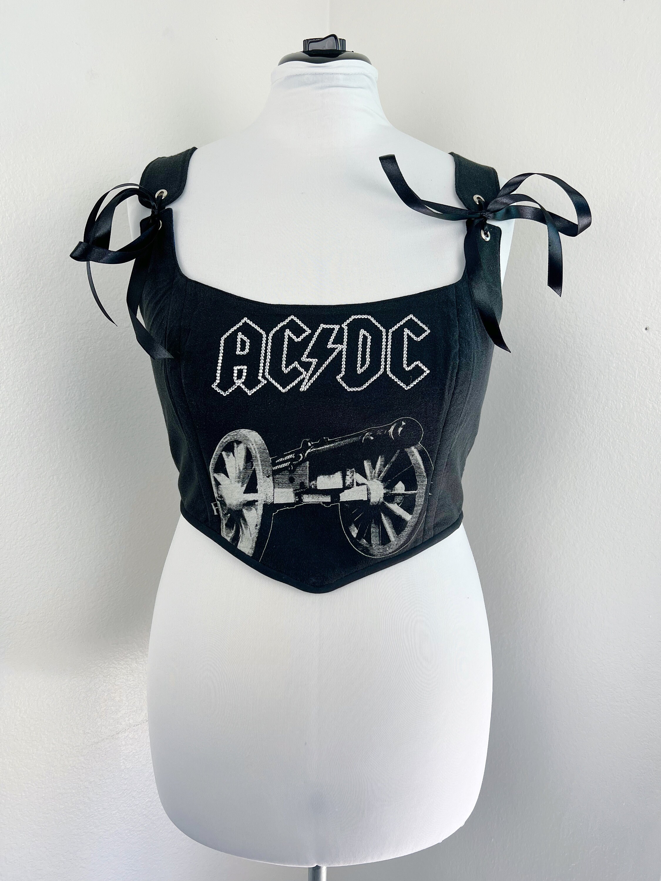 ACDC Logo Rhinestone Corset Top ACDC T-shirt Rock and Roll Shirt ACDC ...