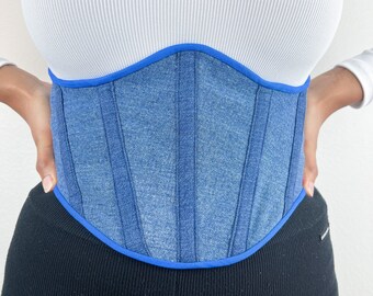 Upcycled Denim Corset Belt | Handmade Jean Waist Belt With  display picture 3