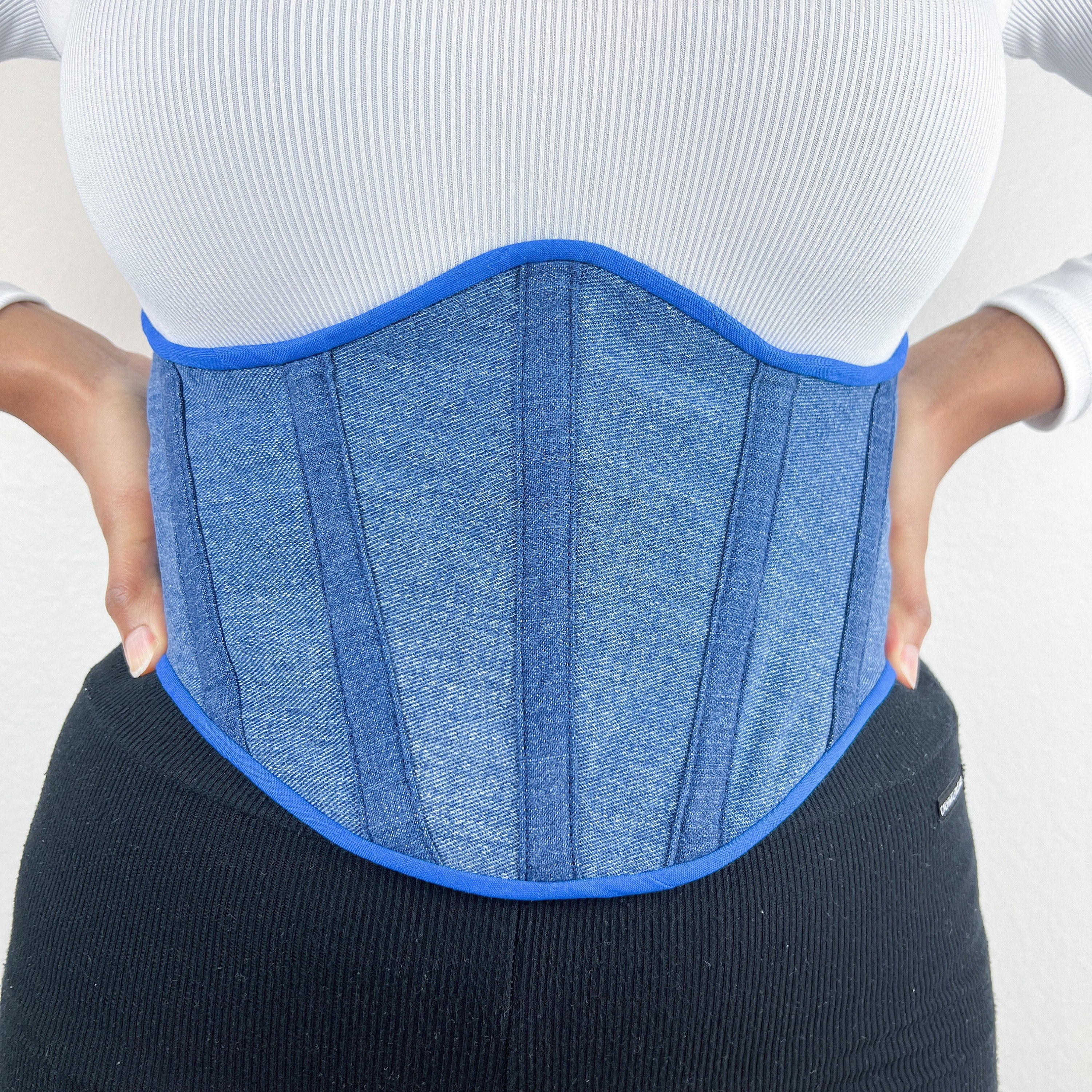 Upcycled Denim Corset Belt | Handmade Jean Waist Belt With  display picture 1