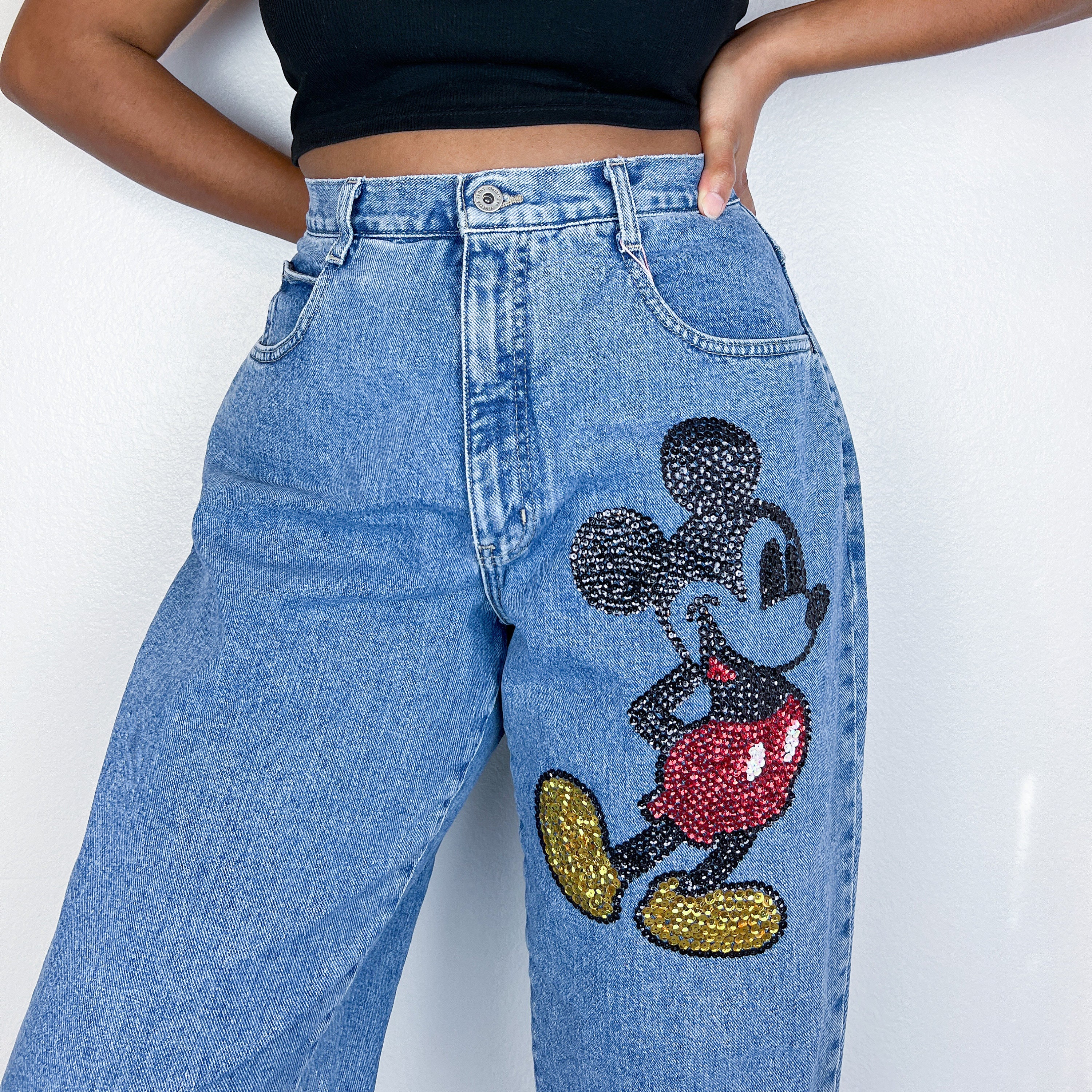 Mickey Denim Jeans Waist: Mickey Mouse Jeans - Etsy