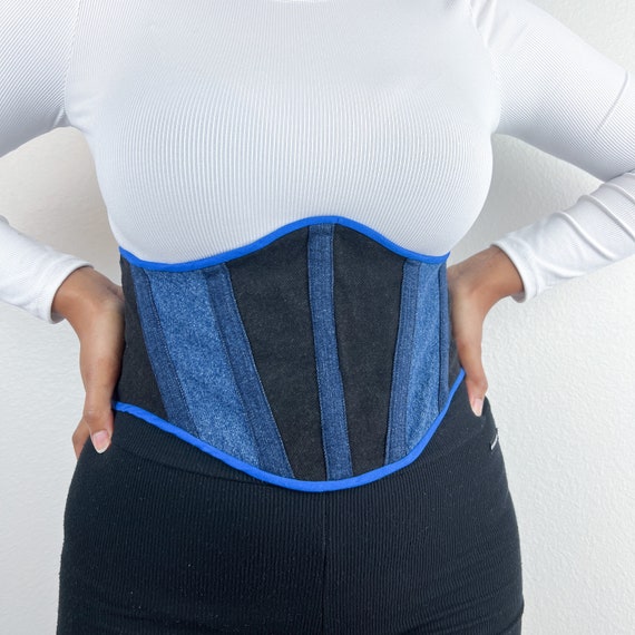 Upcycled Denim Corset Belt | Handmade Waist Cincher With  display picture 3