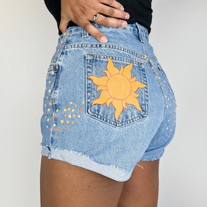Painted Sun Shorts Waist: 29 Summer Shorts Jeans Shorts Blue Denim ...