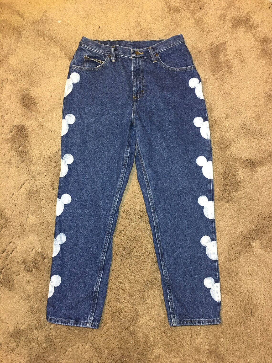 Customized Mickey Mouse Lined Jeans Etsy