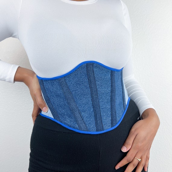 blue jean corset belt