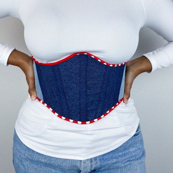 Denim Corset Belt Size S Etsy