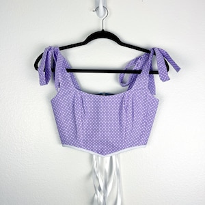 Purple Polka Dot Tops for Women Summer Corset Top Women Spring Clothing Women Shirt for Women Corset Crop Top Cottagecore Corset Top