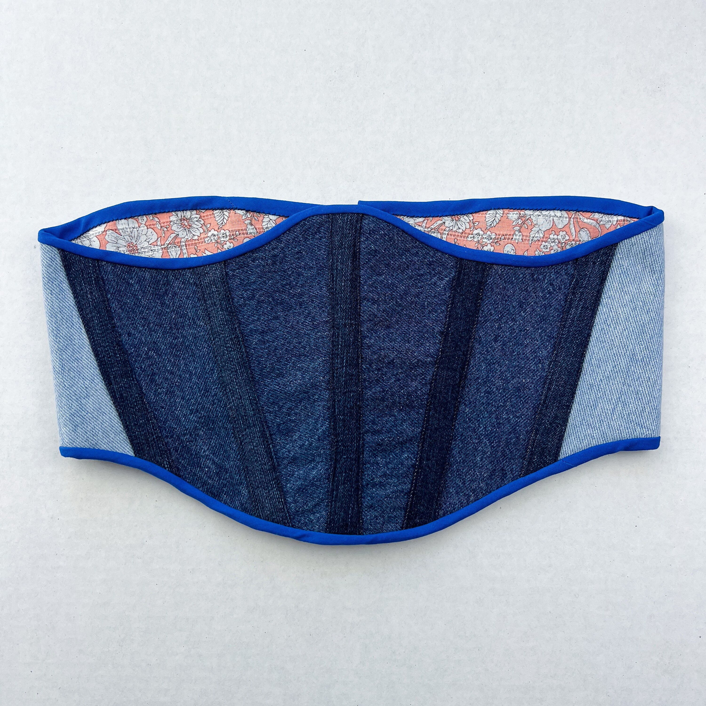 Upcycled Denim Corset Belt | Patchwork Jean Waist Cincher  display picture 1