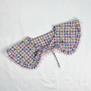 Ditsy Floral Detachable Lace Peter Pan Collar, Removeable Bib Collar, Floral Print Cotton Removeable Collar, Lace Collar