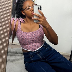 Pink Floral Summer Corset Top Spring Clothing Women Shirt for Women Top for Women Floral Crop Top Cottagecore Corset Top Floral Corset