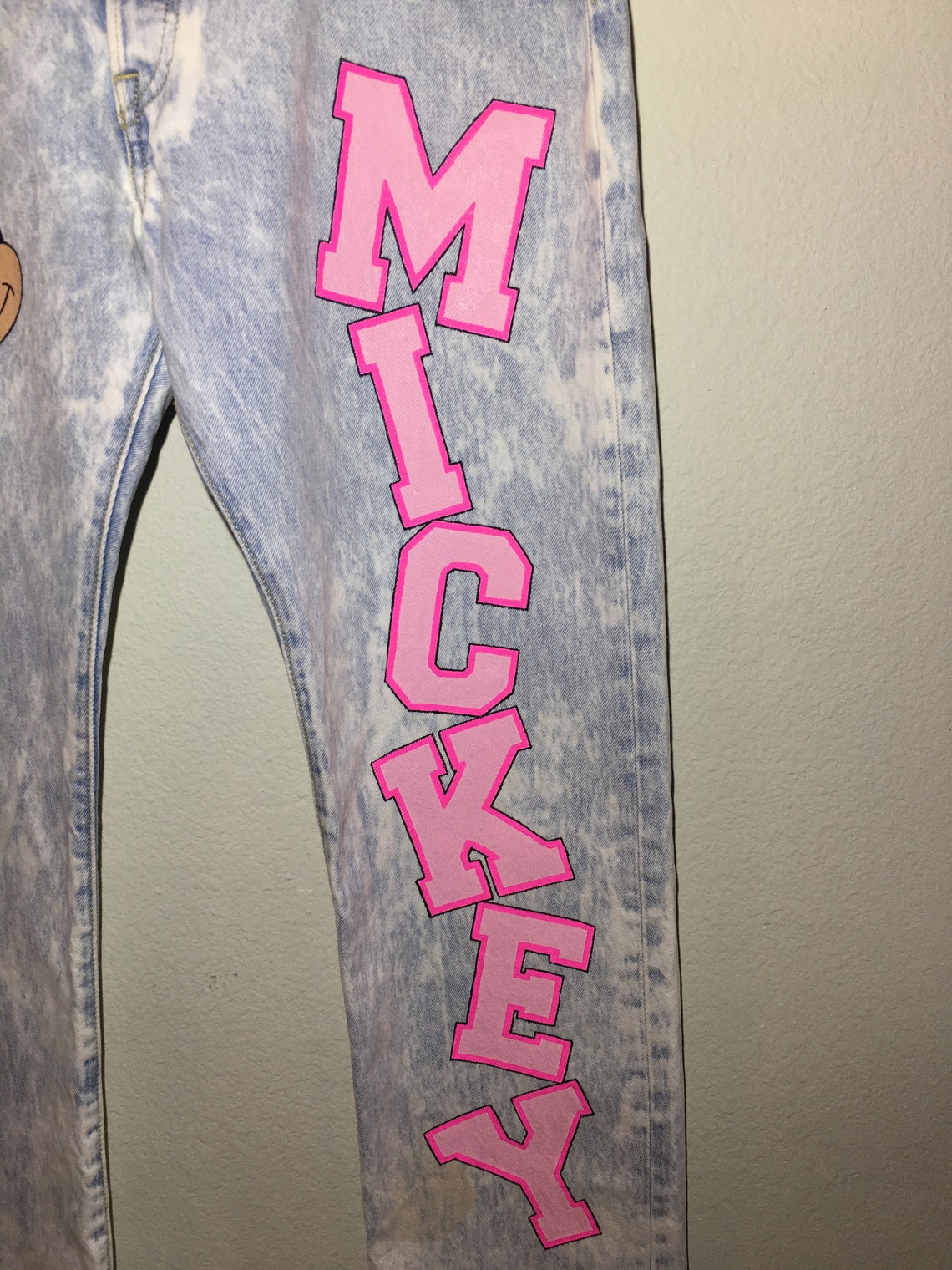 Customized Disney Mickey Mouse Hand Painted Jeans Etsy